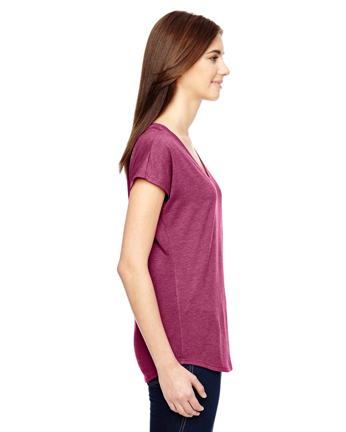 Women's Triblend V-Neck T-Shirt - Heather Raspberry