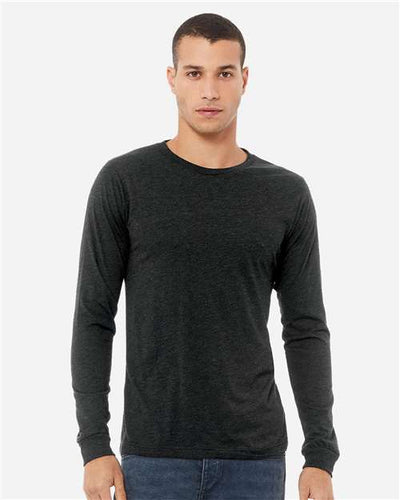 BELLA + CANVAS 3513 Charcoal Black Triblend — on model front