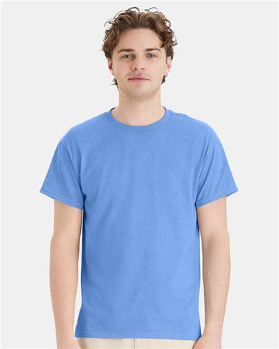 Hanes 5170 Carolina Blue — on model front