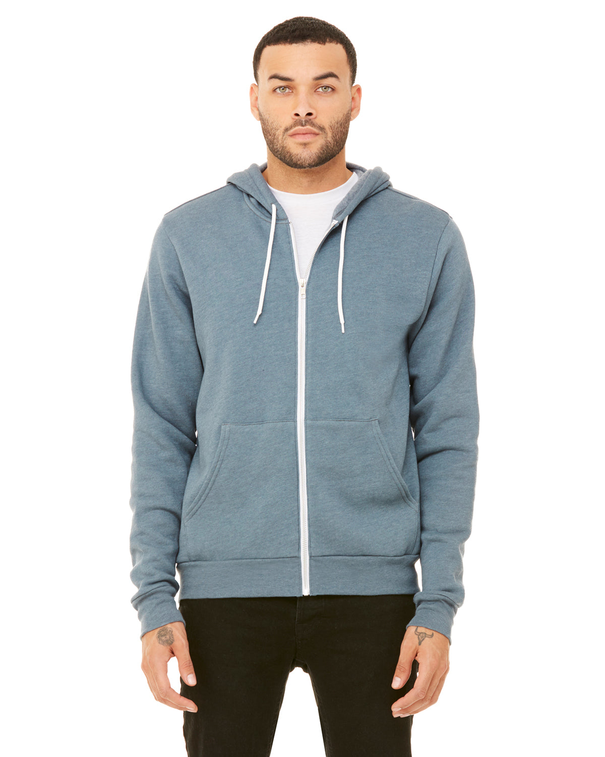 Unisex Poly-Cotton Sponge Fleece Full-Zip Hoodie - Heather Slate
