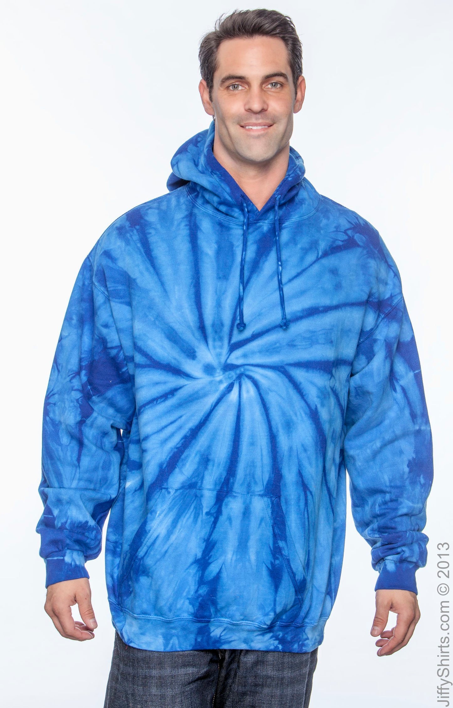Unisex Tie-Dyed Pullover Hoodie - Spider Royal