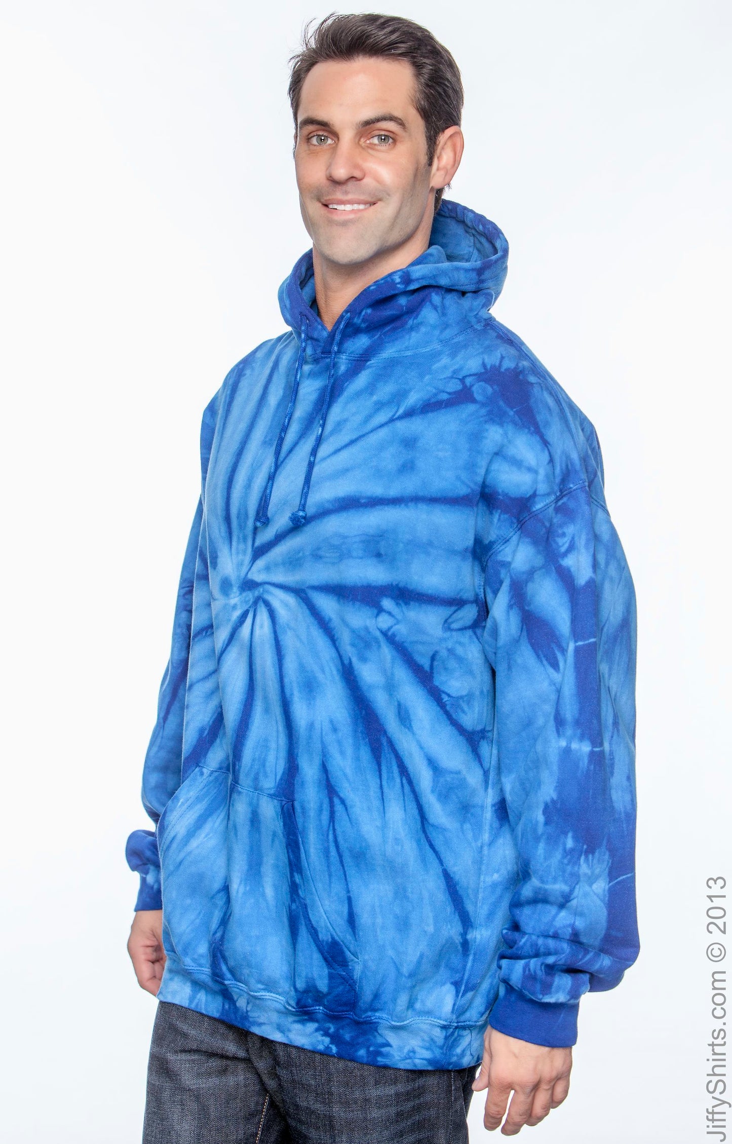 Unisex Tie-Dyed Pullover Hoodie - Spider Royal