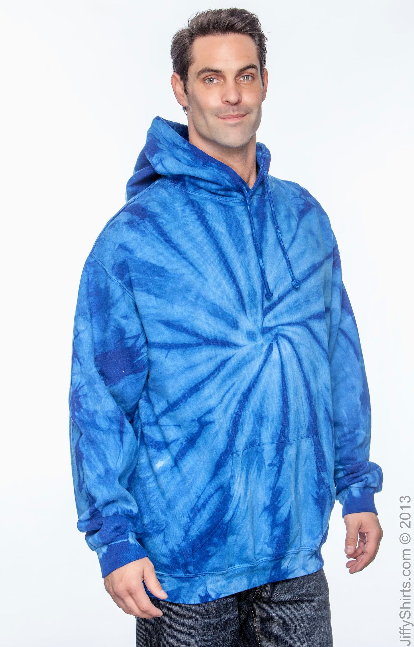 Unisex Tie-Dyed Pullover Hoodie - Spider Royal
