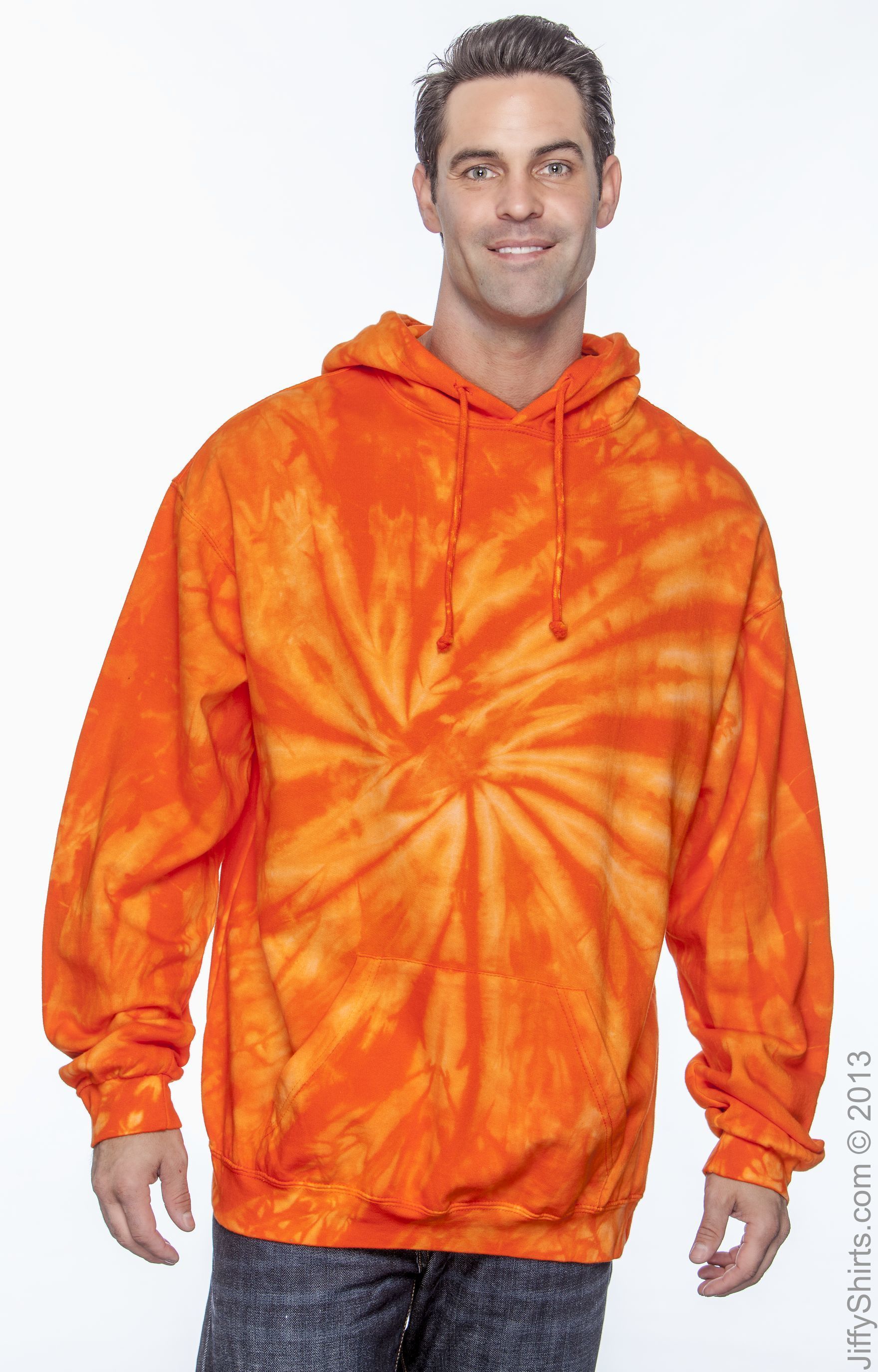 Unisex Tie-Dyed Pullover Hoodie - Spider Orange
