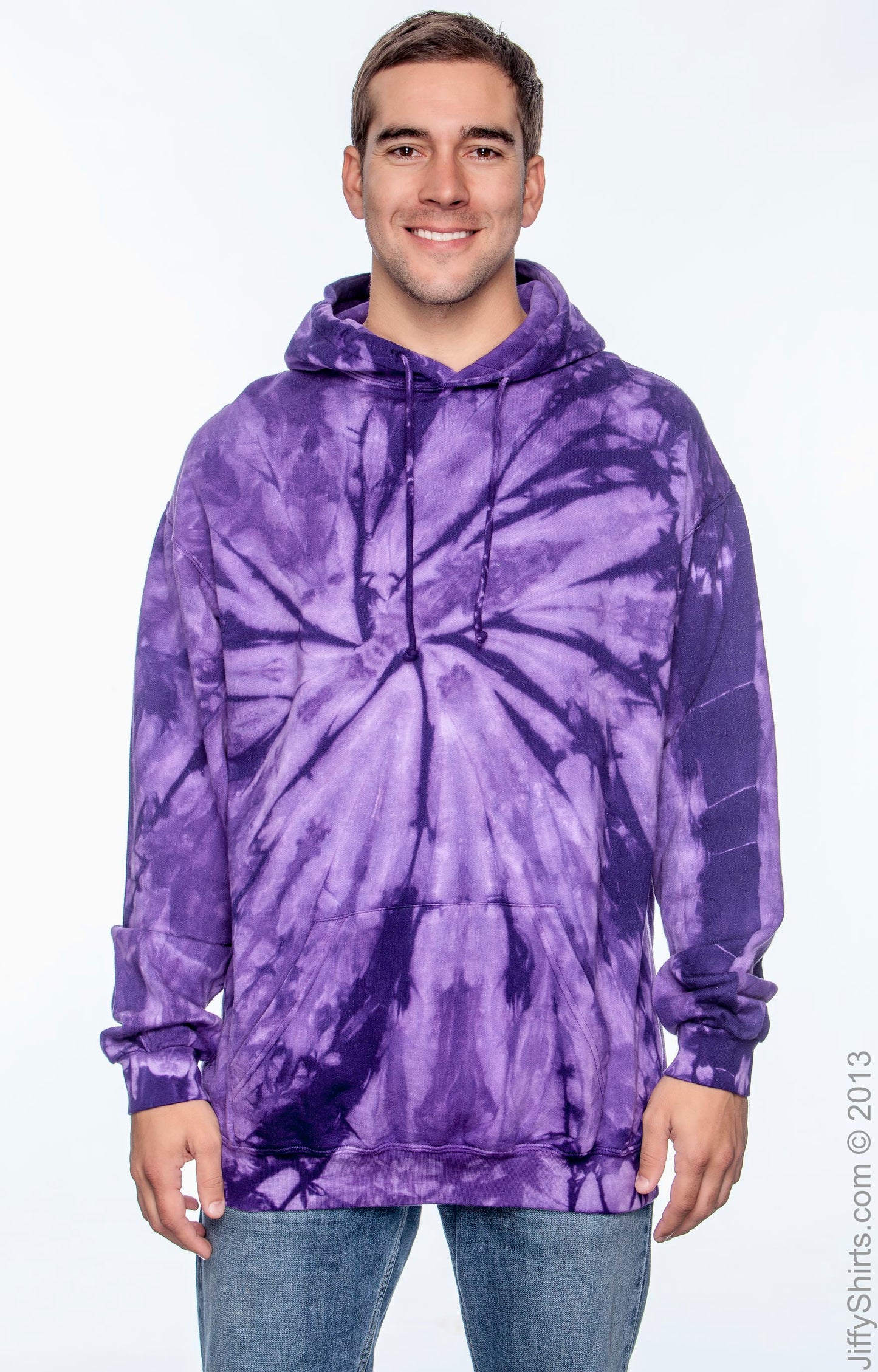 Unisex Tie-Dyed Pullover Hoodie - Spider Purple