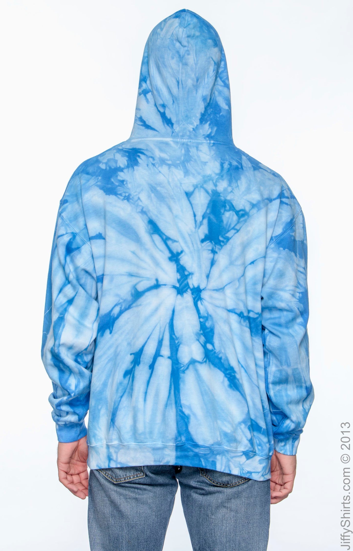 Unisex Tie-Dyed Pullover Hoodie - Spider Baby Blue