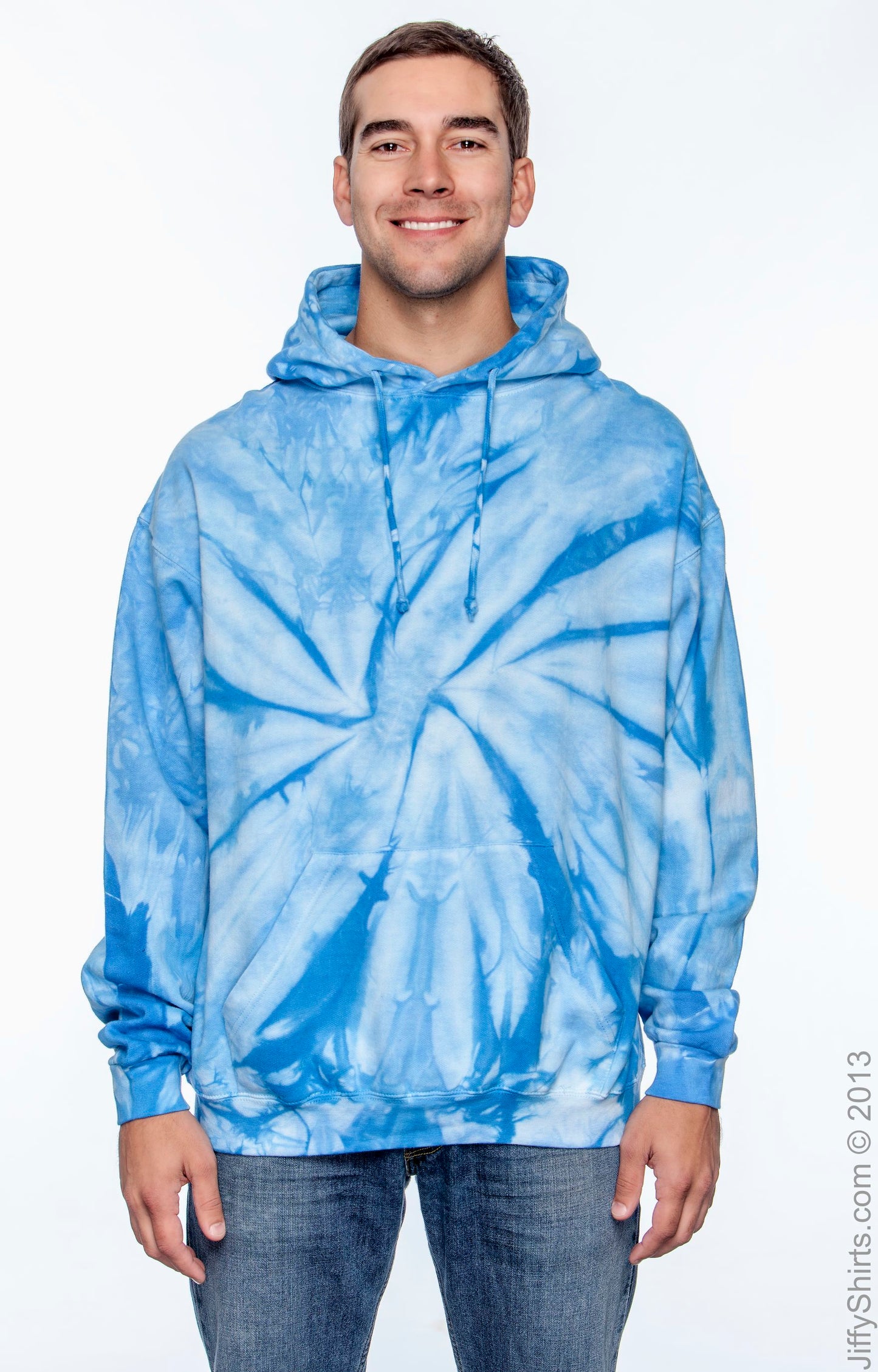 Unisex Tie-Dyed Pullover Hoodie - Spider Baby Blue