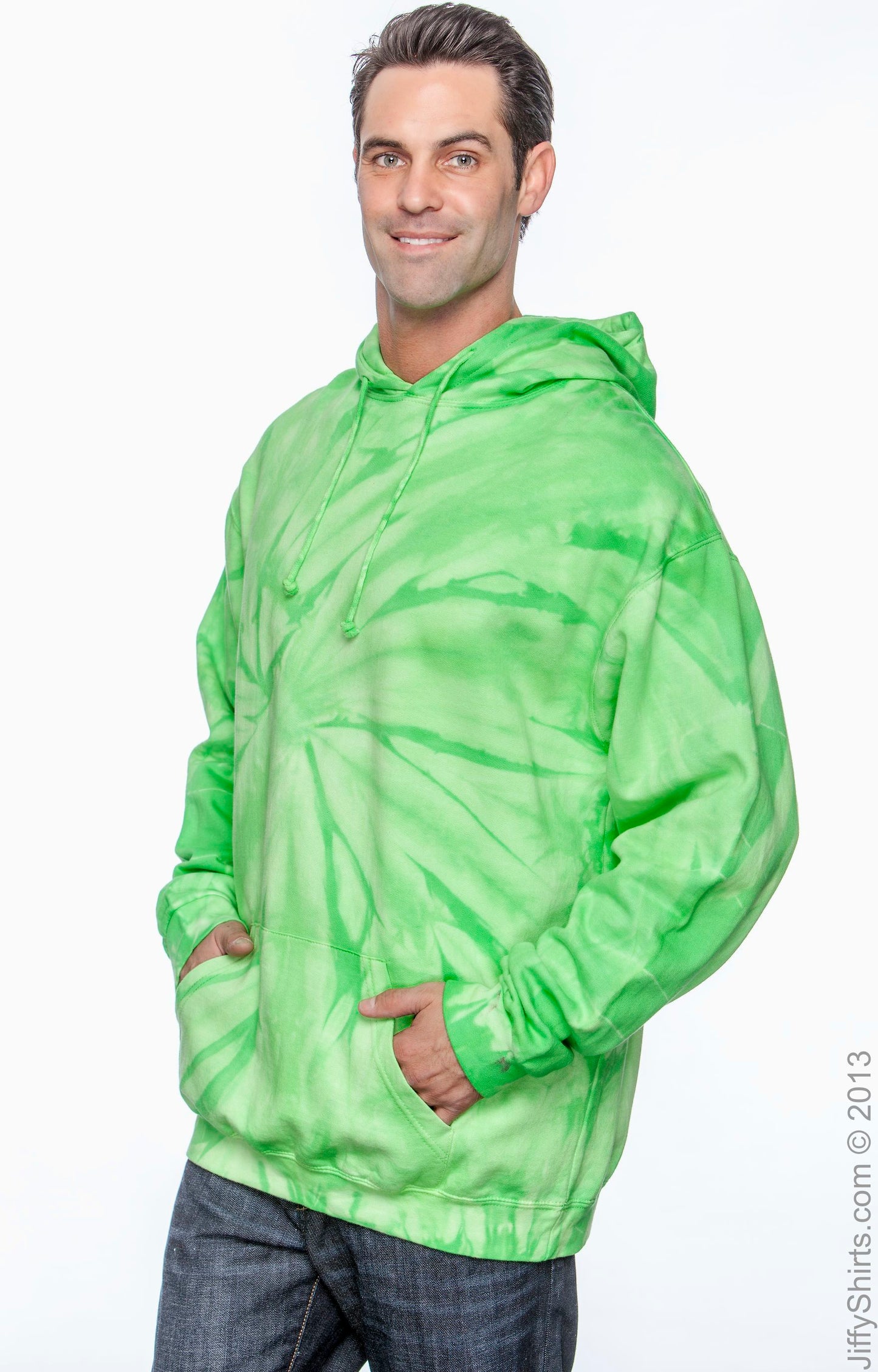 Unisex Tie-Dyed Pullover Hoodie - Spider Lime