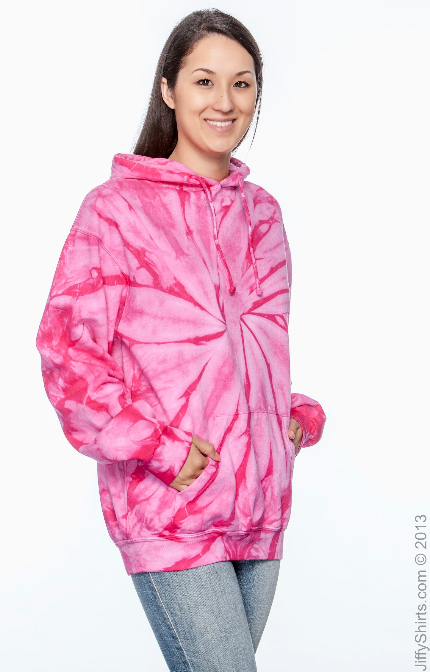 Unisex Tie-Dyed Pullover Hoodie - Spider Pink
