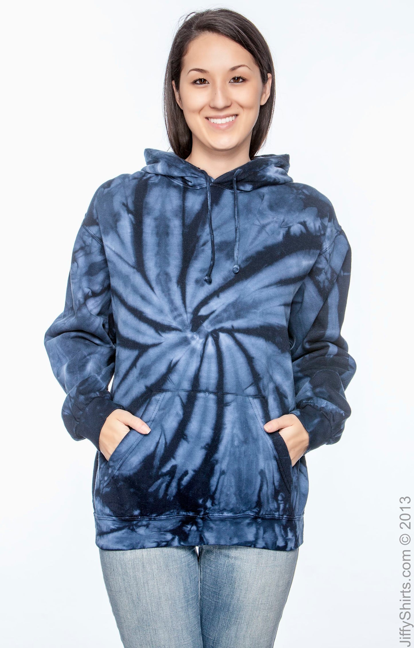 Unisex Tie-Dyed Pullover Hoodie - Spider Navy
