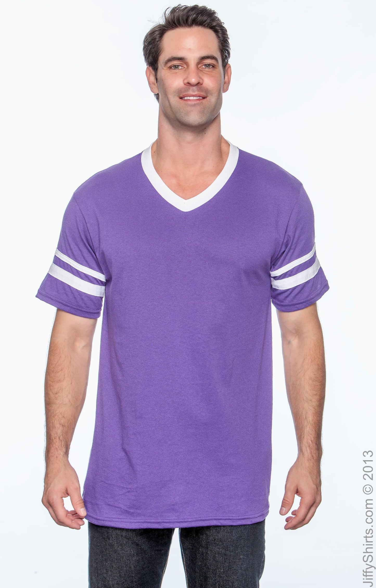 Unisex Sleeve Stripe Jersey - Purple / White