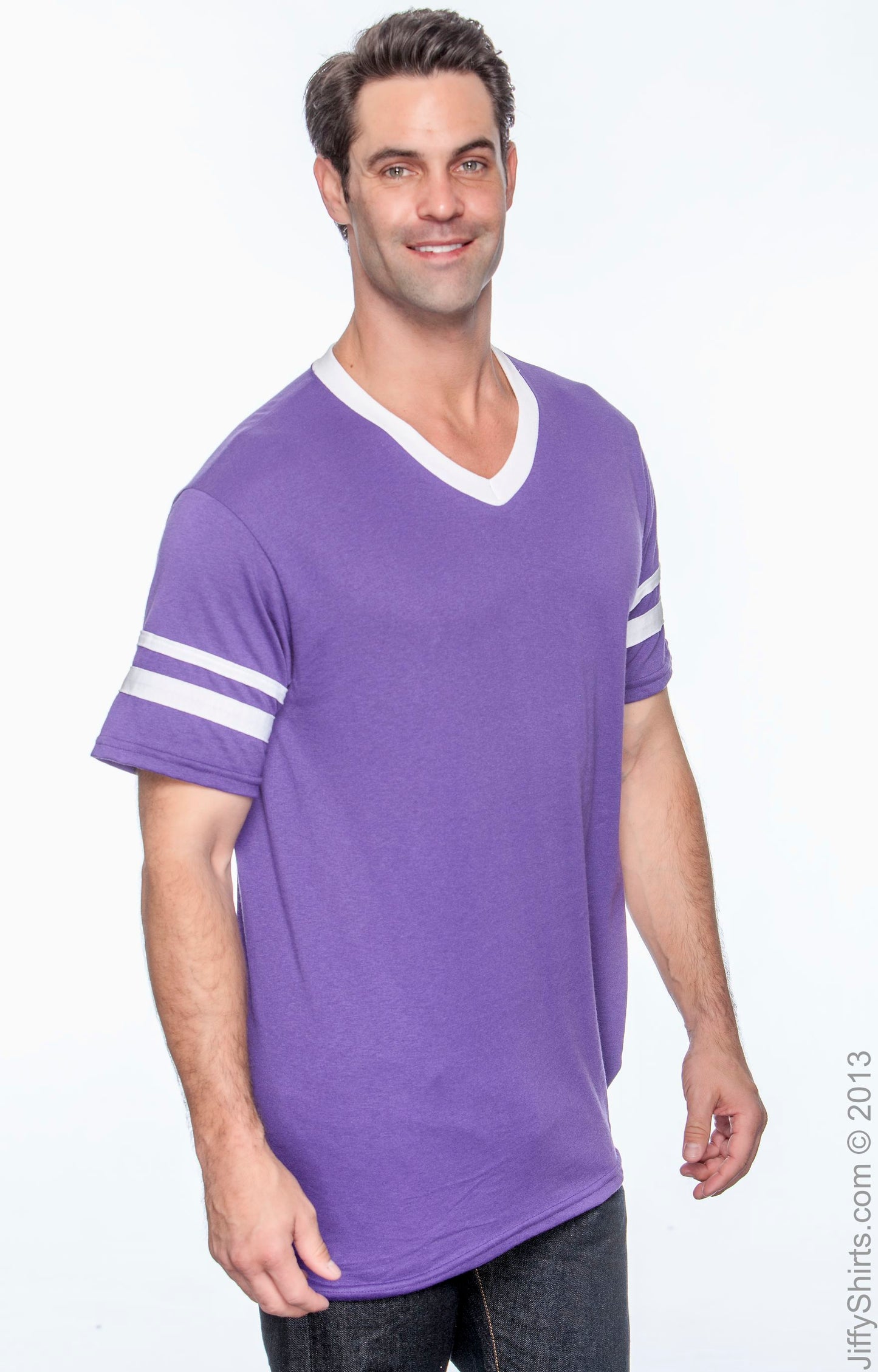 Unisex Sleeve Stripe Jersey - Purple / White