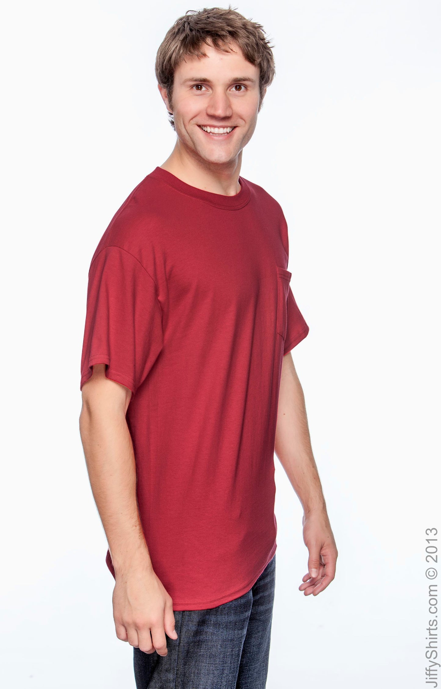 Beefy-T® Short Sleeve Pocket Tee - Deep Red