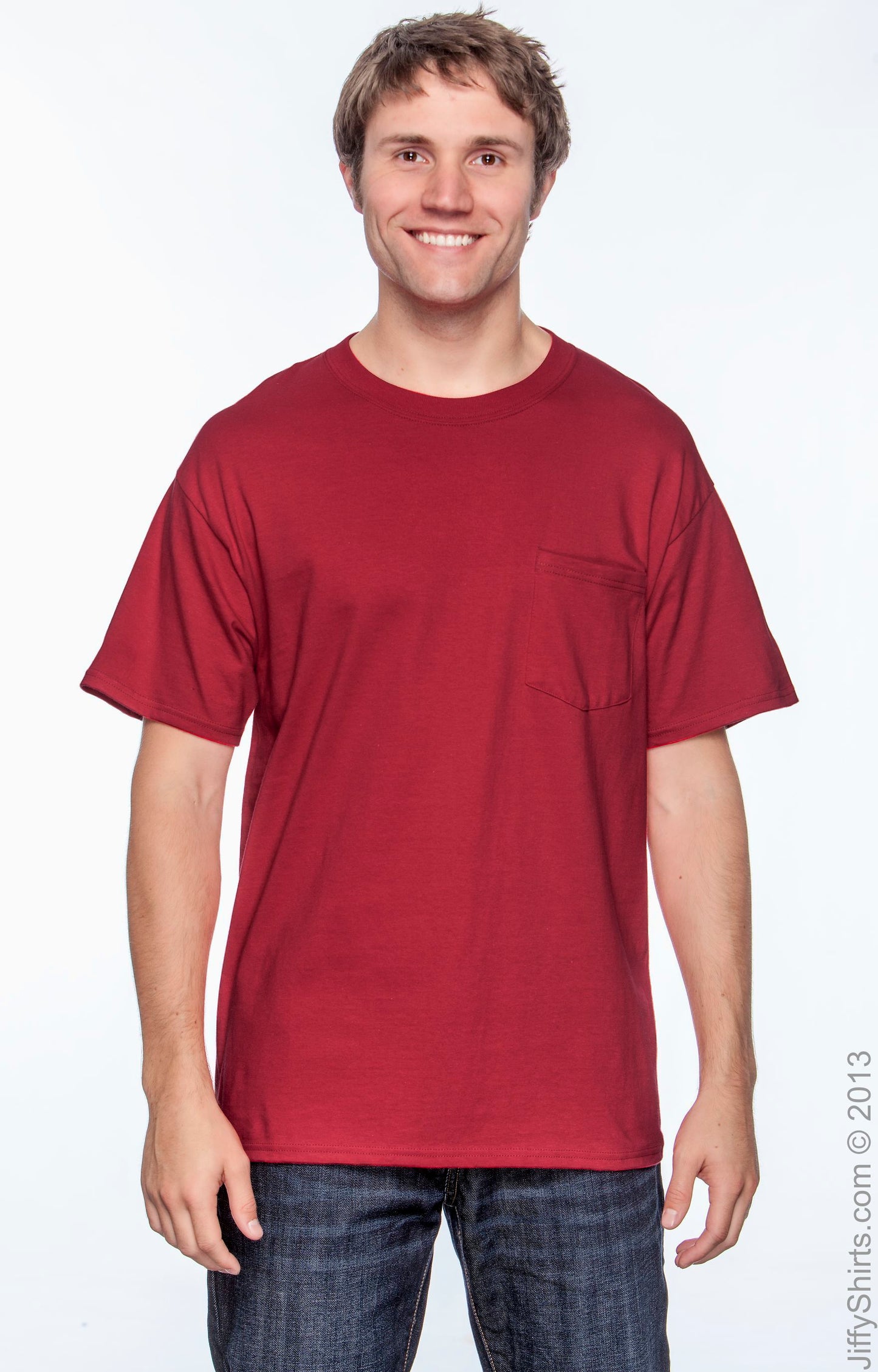 Beefy-T® Short Sleeve Pocket Tee - Deep Red