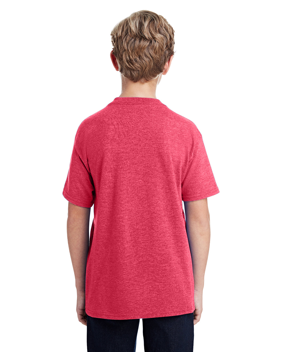 Youth 50/50 T-Shirt - Heather Sport Scarlet Red