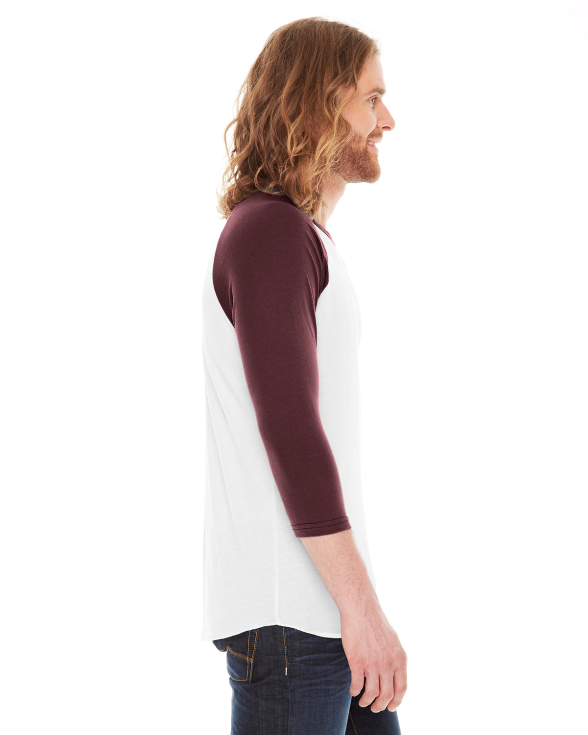 Unisex Poly-Cotton 3/4-Sleeve Raglan T-Shirt - White / Truffle