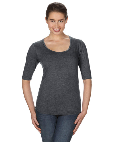 Women's Triblend Deep Scoop 1/2-Sleeve T-Shirt - Heather Dark Gray