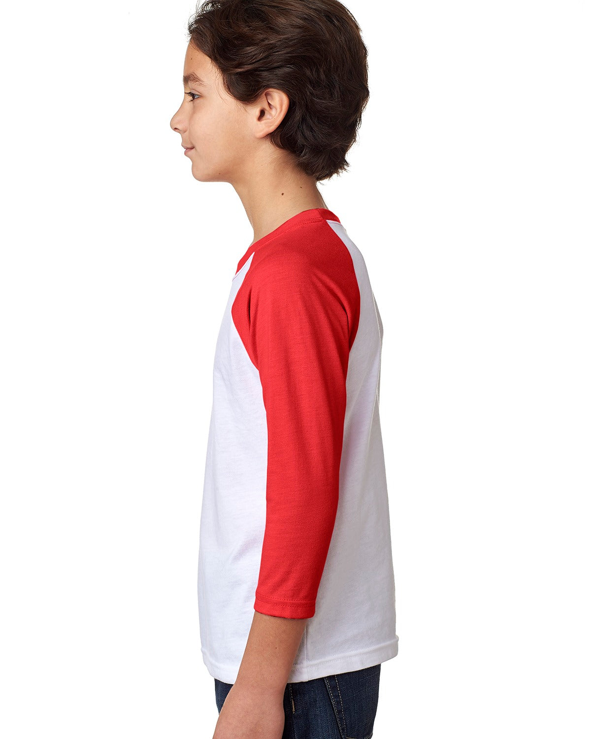 Youth CVC 3/4-Sleeve Raglan - Red / White