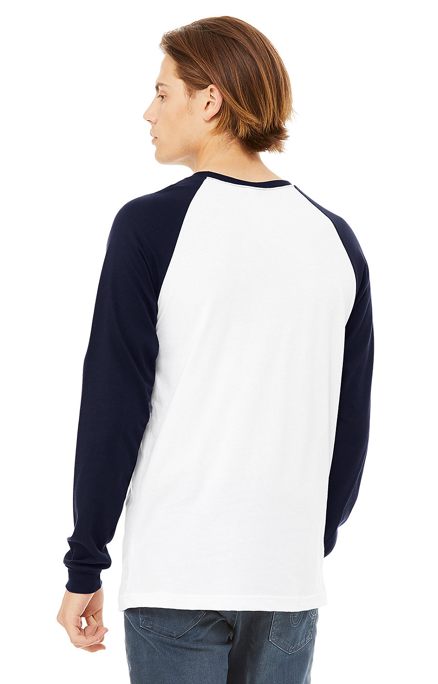 Men's Jersey Long-Sleeve Baseball T-Shirt - White / Navy