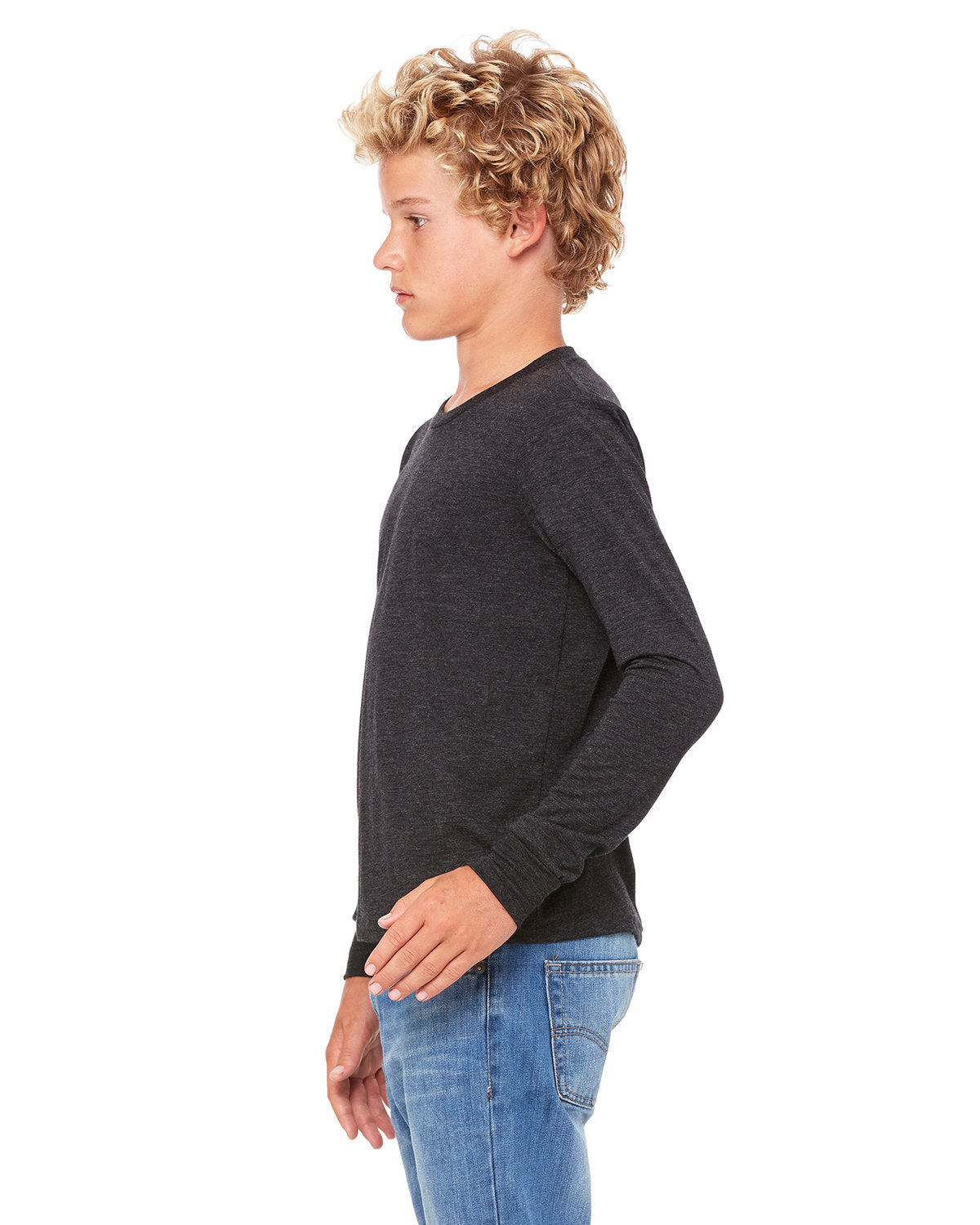 Youth Heather CVC Long Sleeve Tee - Heather Dark Gray