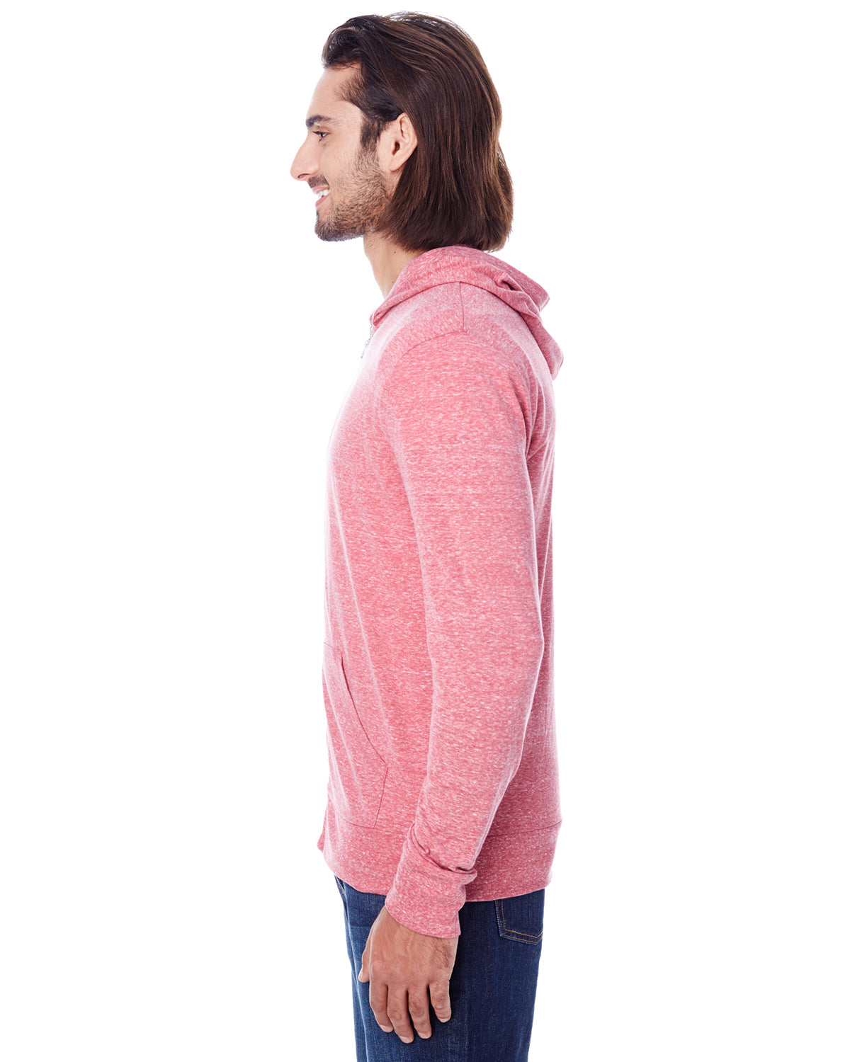Unisex Triblend Full-Zip Light Hoodie - Red Triblend