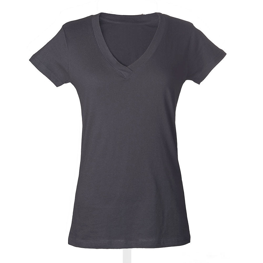 Women's Slim Fit Fine Jersey V-Neck - Charcoal