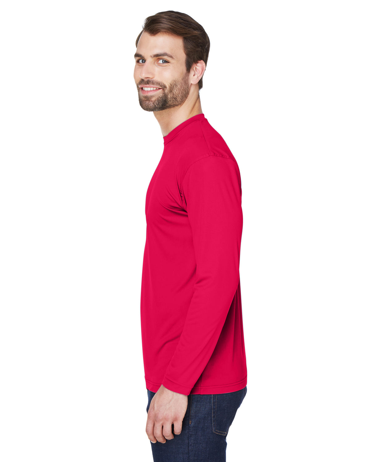 Unisex Cool & Dry Sport Long-Sleeve Performance Interlock T-Shirt - Red