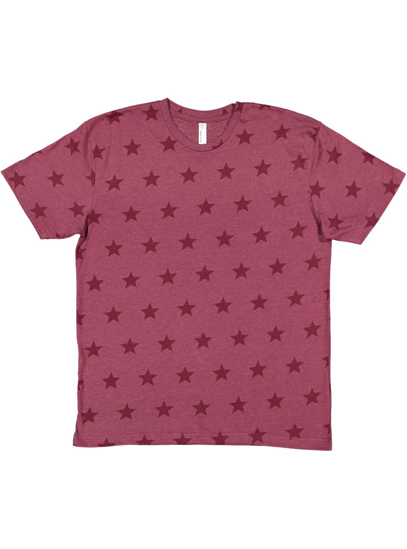 Unisex Star Print T-Shirt - Burgundy Star