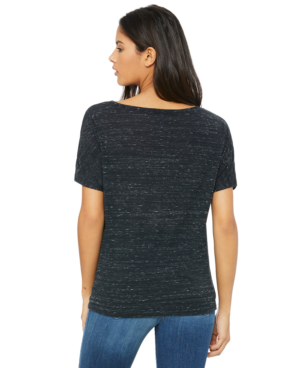 Women's Slouchy V-Neck T-Shirt - Black Marble