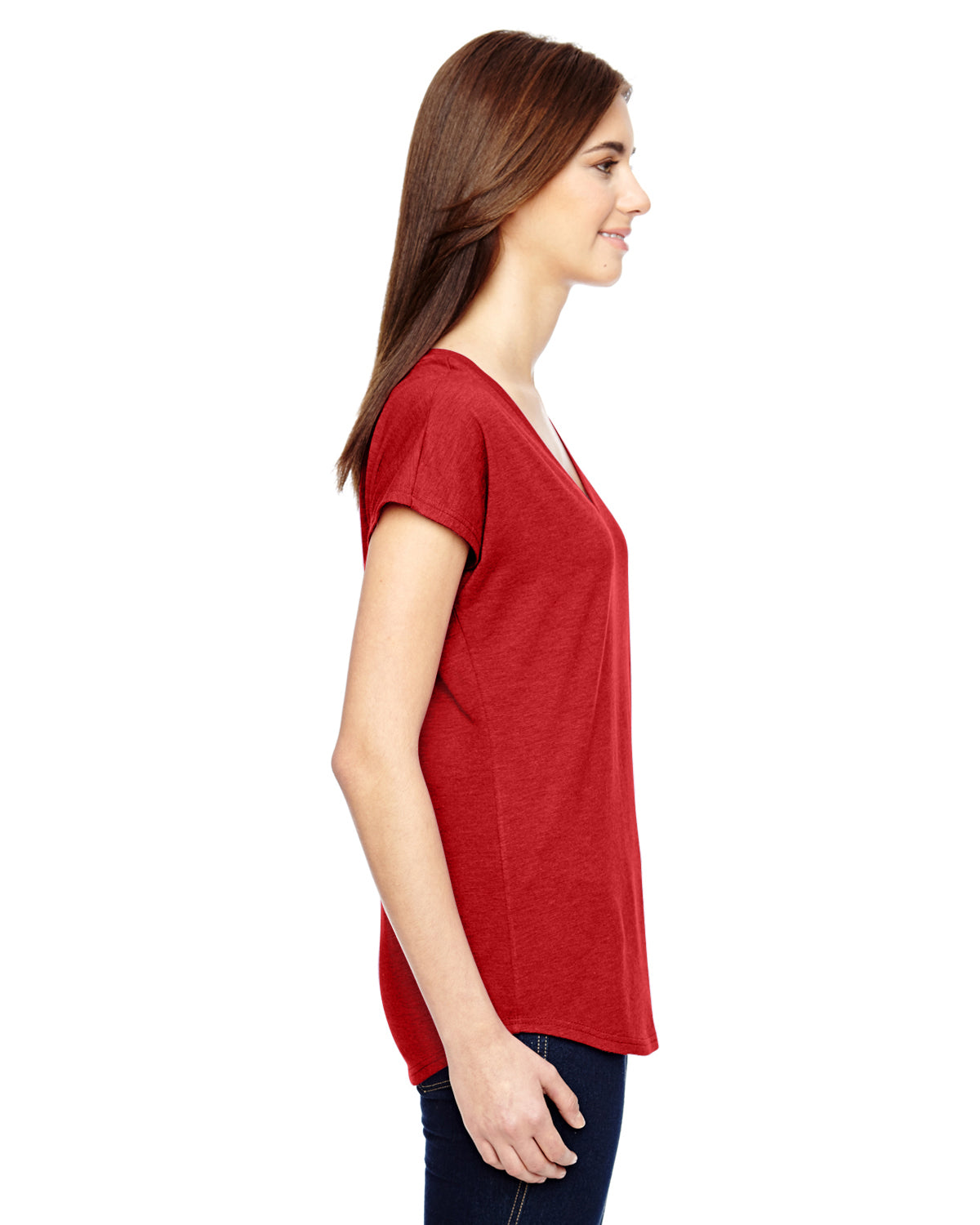 Women's Triblend V-Neck T-Shirt - Heather Red