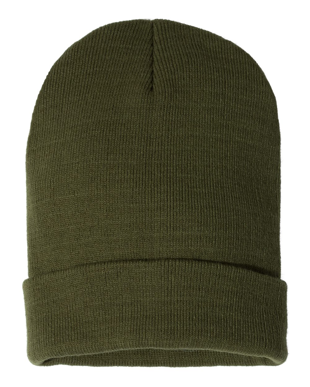 100% Acrylic Knit Cuff Beanie - Military Green