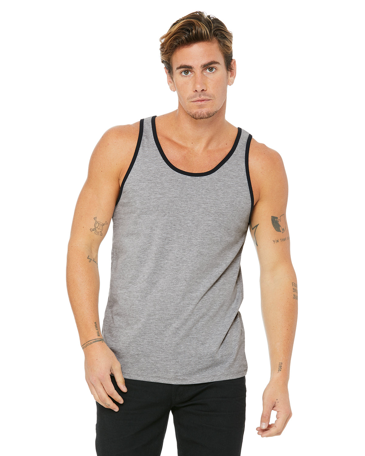Unisex Jersey Tank - Heather Athletic / Black