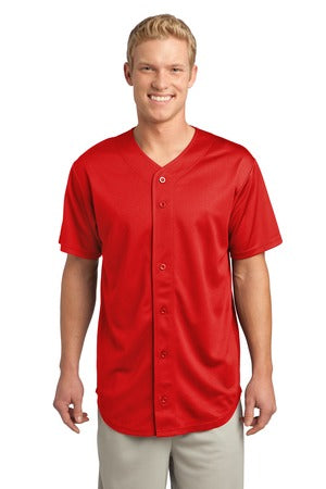 Unisex PosiCharge Tough Mesh Full-Button Jersey - True Red