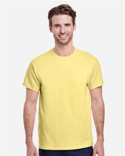 Gildan 5000 Cornsilk — on model front