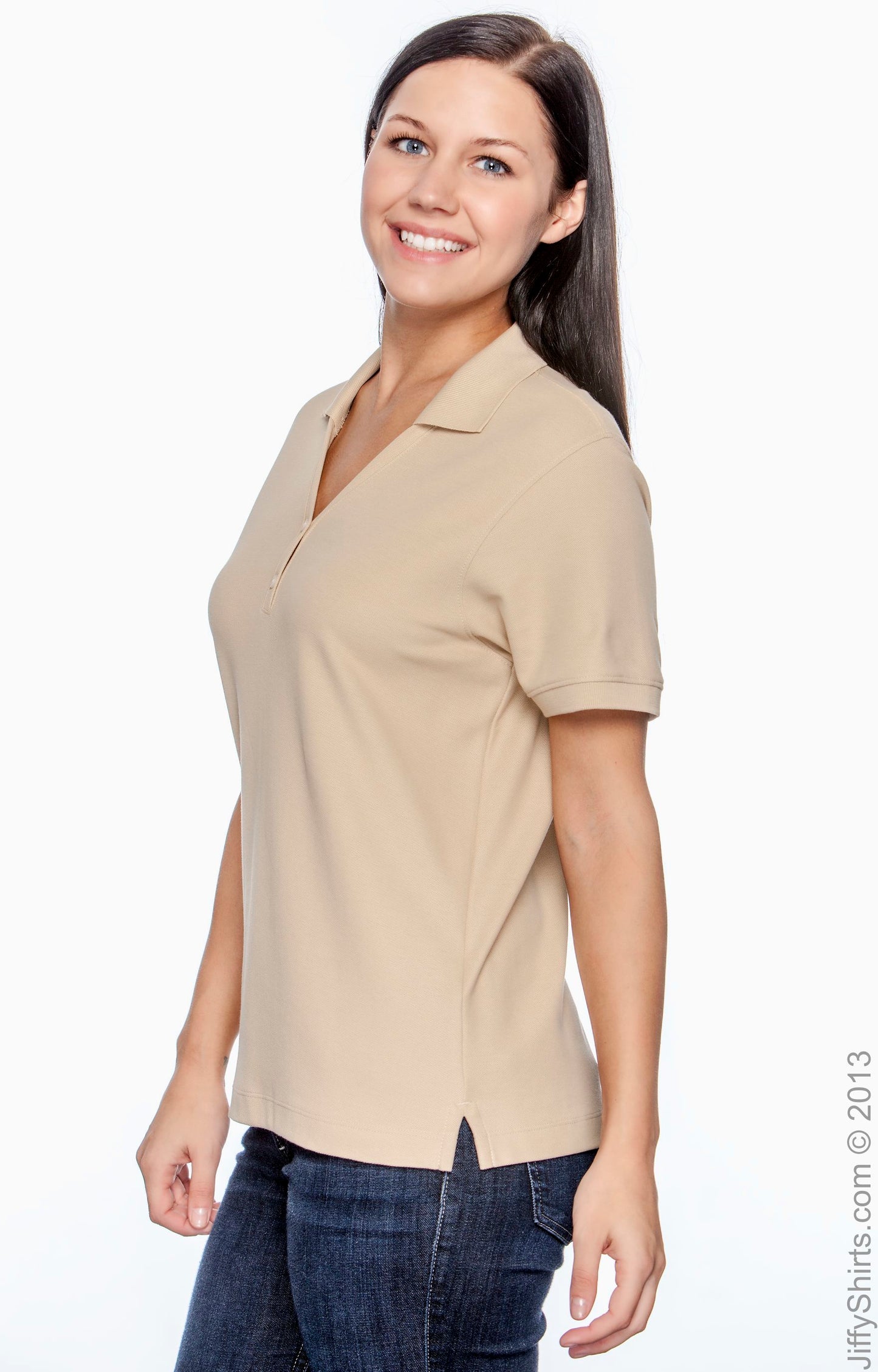 Women's Pima Piqué Short-Sleeve Y-Collar Polo - Stone