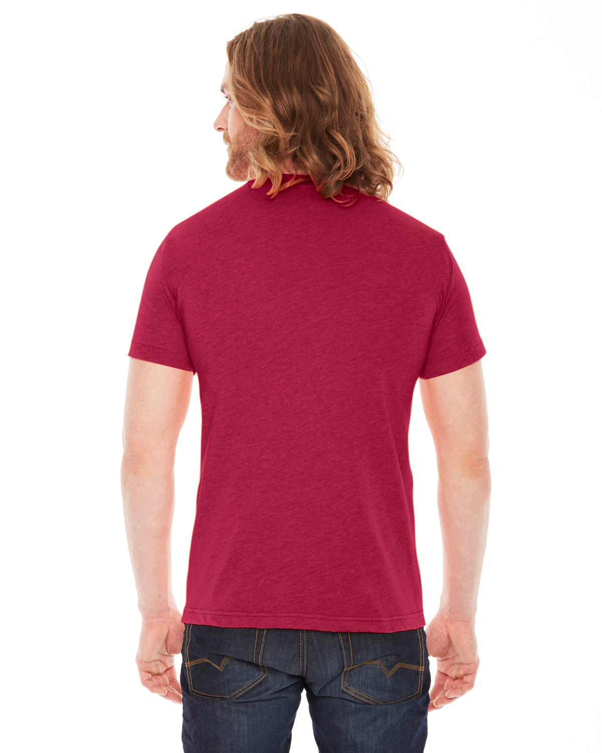 Unisex Poly-Cotton USA Made Crewneck T-Shirt - Heather Red