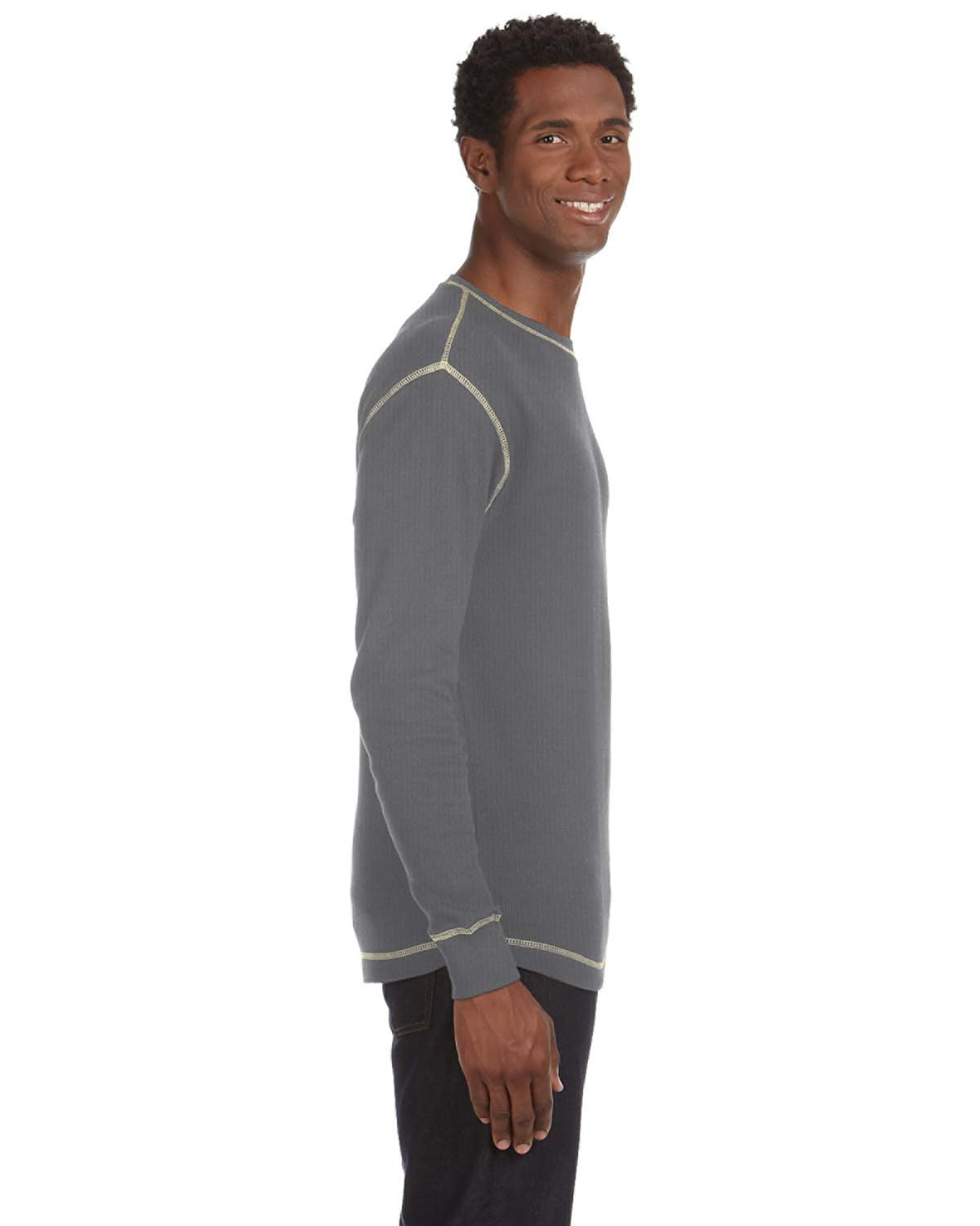 Men's Vintage Long-Sleeve Thermal T-Shirt - Charcoal Heather / Vintage White