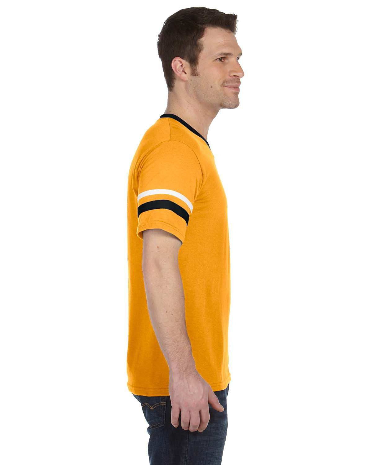 Unisex Sleeve Stripe Jersey - Gold / Black / White