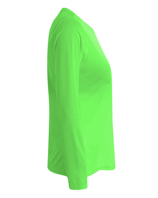 Women's Long Sleeve Cooling Performance Crew Shirt - SAFETY GREEN