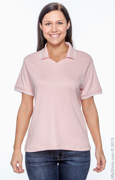 Women's Tipped Perfect Pima Interlock Polo - Pink / White