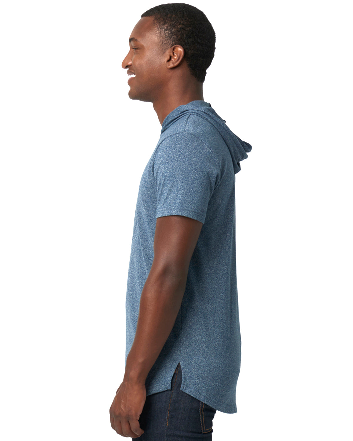Unisex Mock Twist Short Sleeve Hoody T-Shirt - Indigo