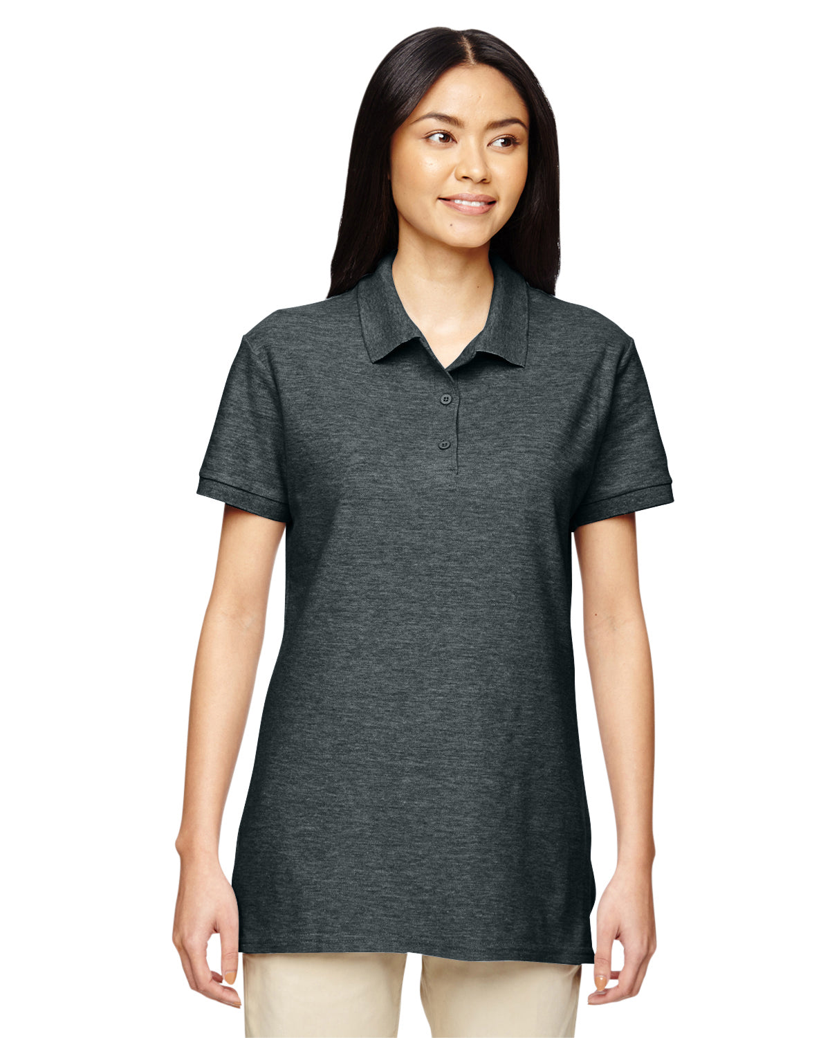 Women's Premium Cotton® Women's Double Piqué Polo - Dark Heather