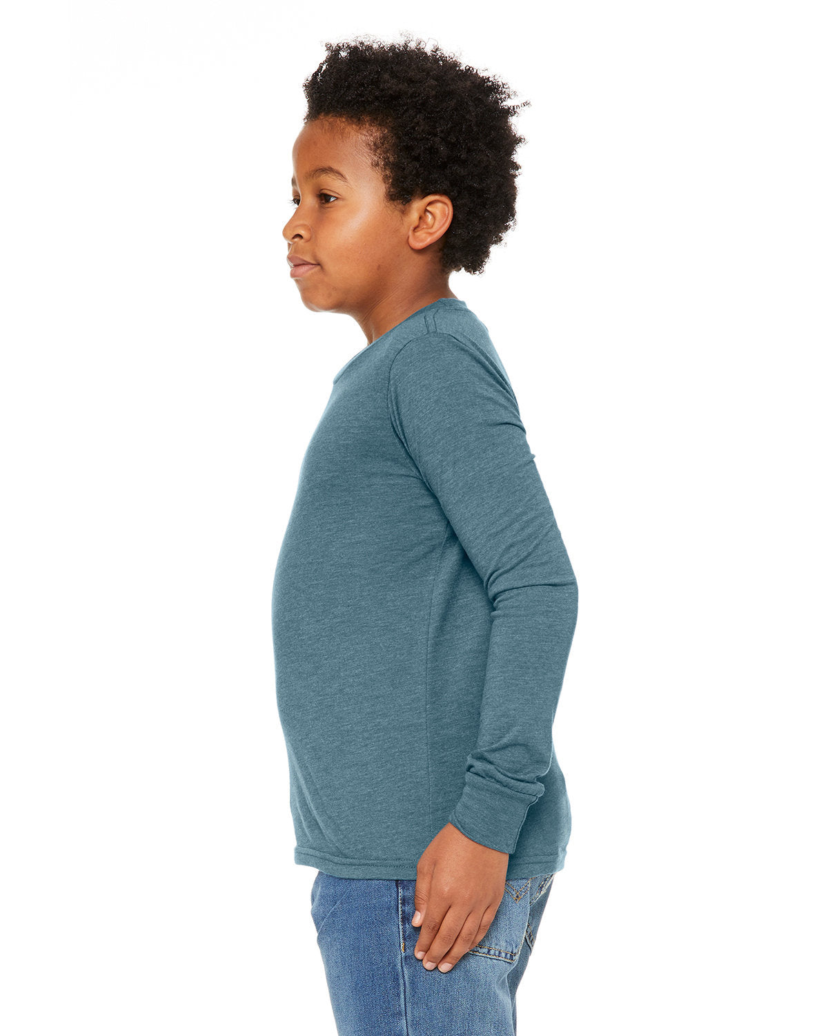 Youth Heather CVC Long Sleeve Tee - Heather Deep Teal