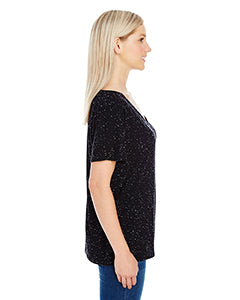 Women's Triblend Fleck Short-Sleeve V-Neck T-Shirt - Black Fleck