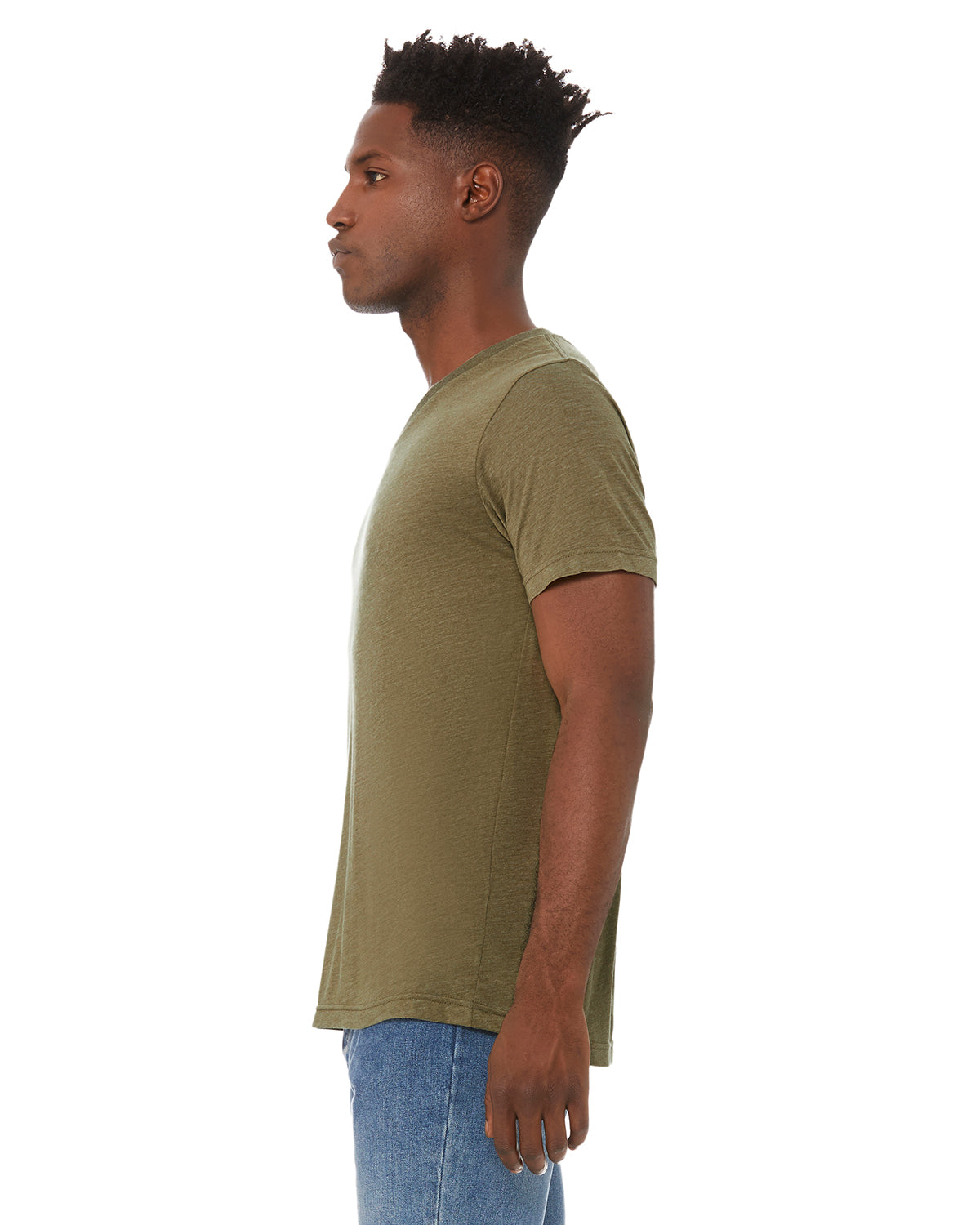 Unisex Triblend V-Neck T-Shirt - Olive Triblend