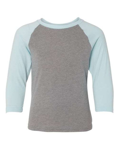 Next Level 3352 Ice Blue Sleeves/ Dark Heather Grey Body — front