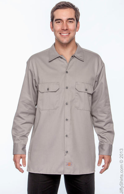 Unisex Long-Sleeve Work Shirt - Silver Gray