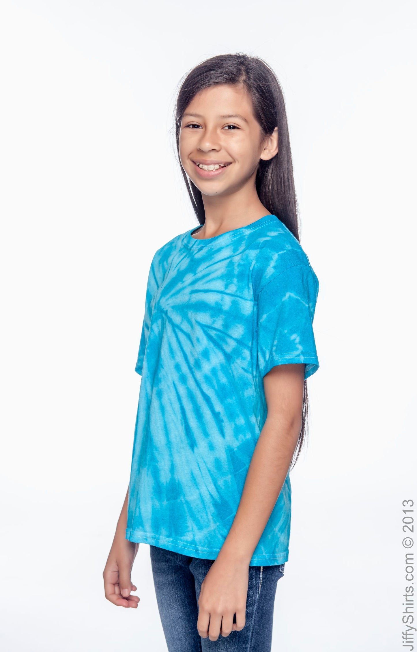 Youth 100% Cotton Spider T-Shirt - Spider Turquoise