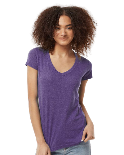Women's Poly-Rich V-Neck - Heather Purple