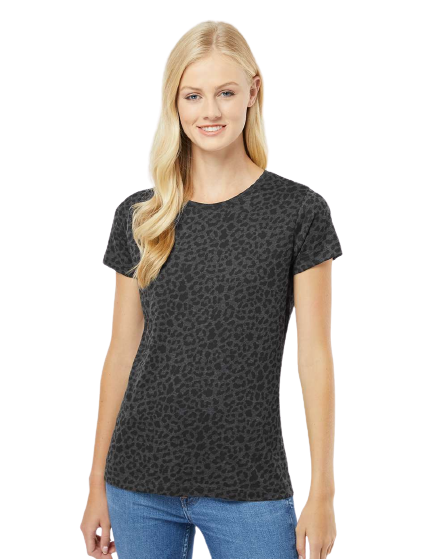 Women's Fine Jersey T-Shirt - Black Leopard